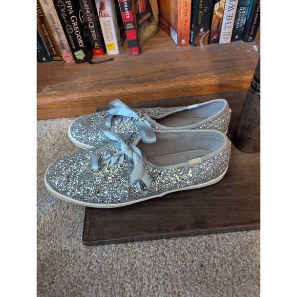 Keds For Kate Spade New York Glitter Sneakers - Size 9 - Silver/ Gray - Picture 3 of 6